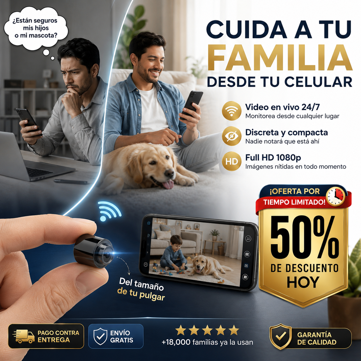 NannyCam® Mini Cámara Espía WiFi | Cuida a tus Hijos y Mascotas Desde tu Celular
