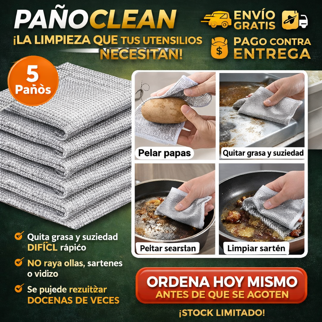 PañoClean® — LIMPIEZA PODEROSA SIN RAYAR TUS UTENSILIOS