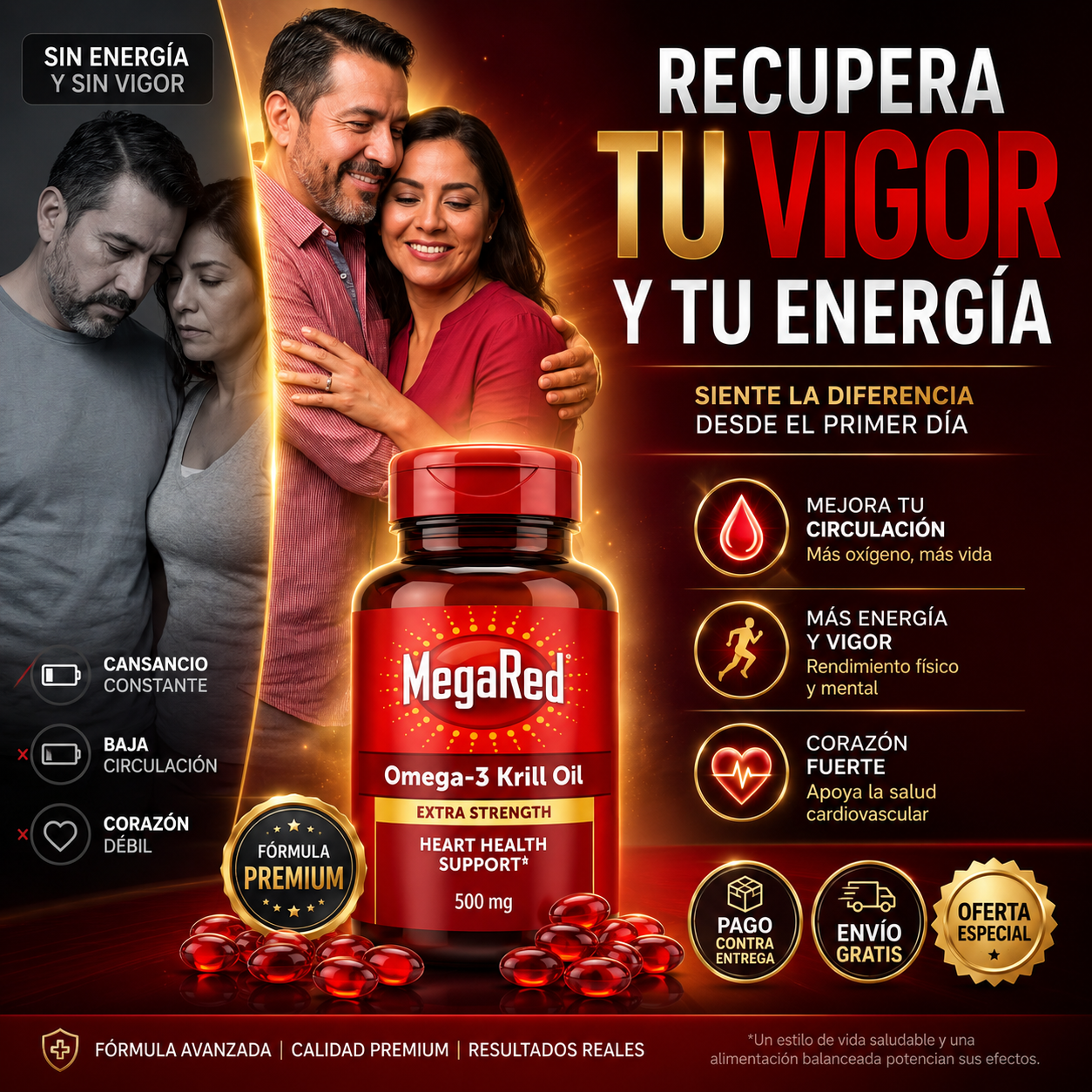 MegaRed® Omega-3 de Krill | Más Circulación, Más Energía y Más Vigor