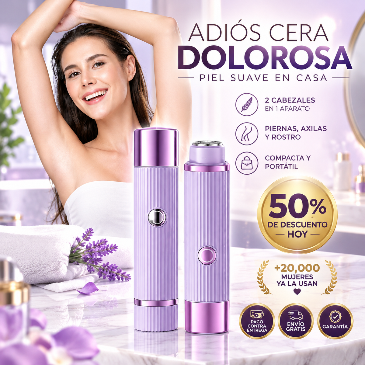SedaLila® Rasuradora Eléctrica 2 en 1 para Mujer | Adiós Cera Dolorosa y Gastos de Salón