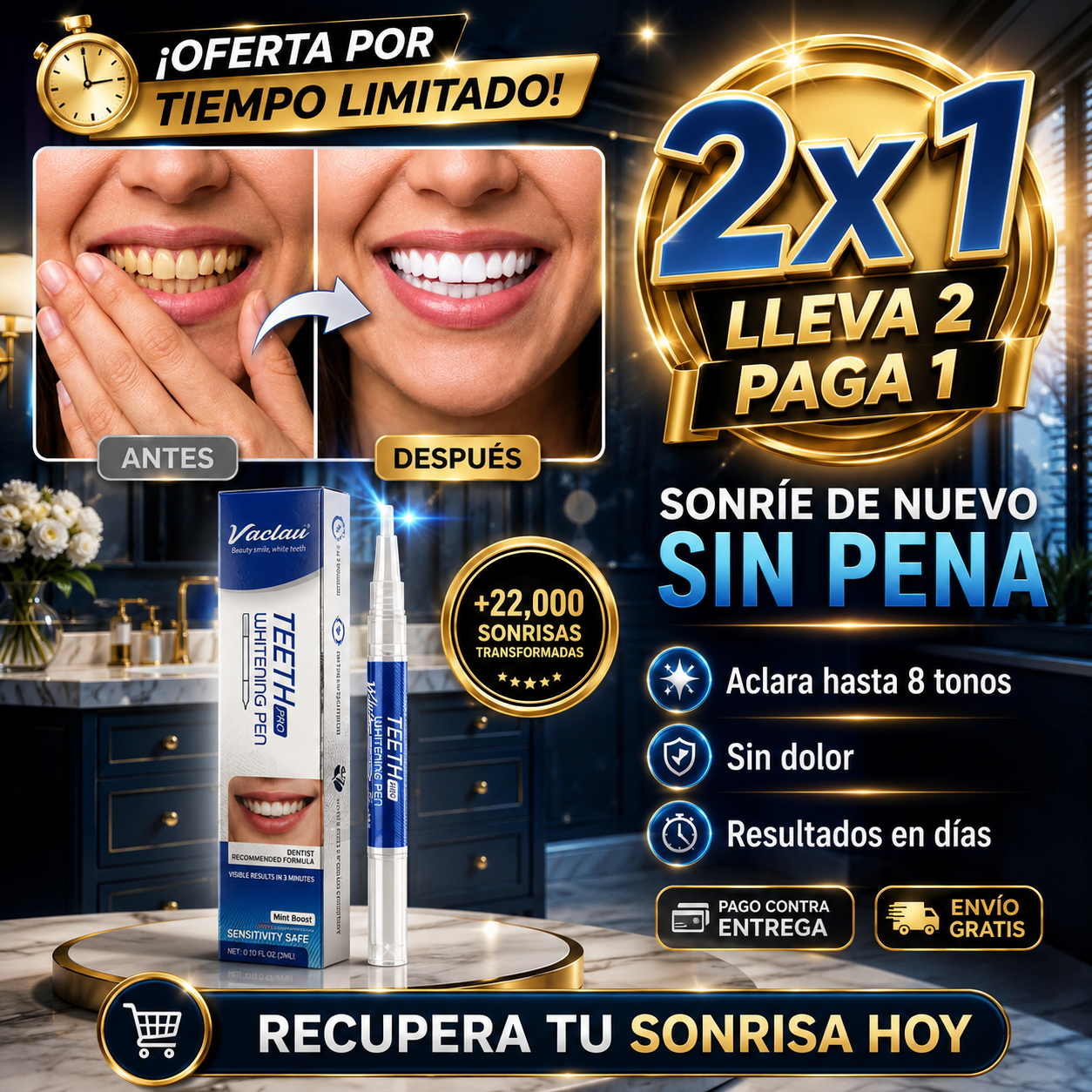 Vaclav® Lápiz Blanqueador Dental | Sonríe de Nuevo Sin Pena