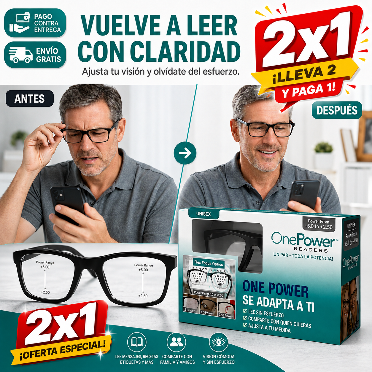 Lentes Inteligentes One Power®: Enfoque Automático y Visión Perfecta al Instante