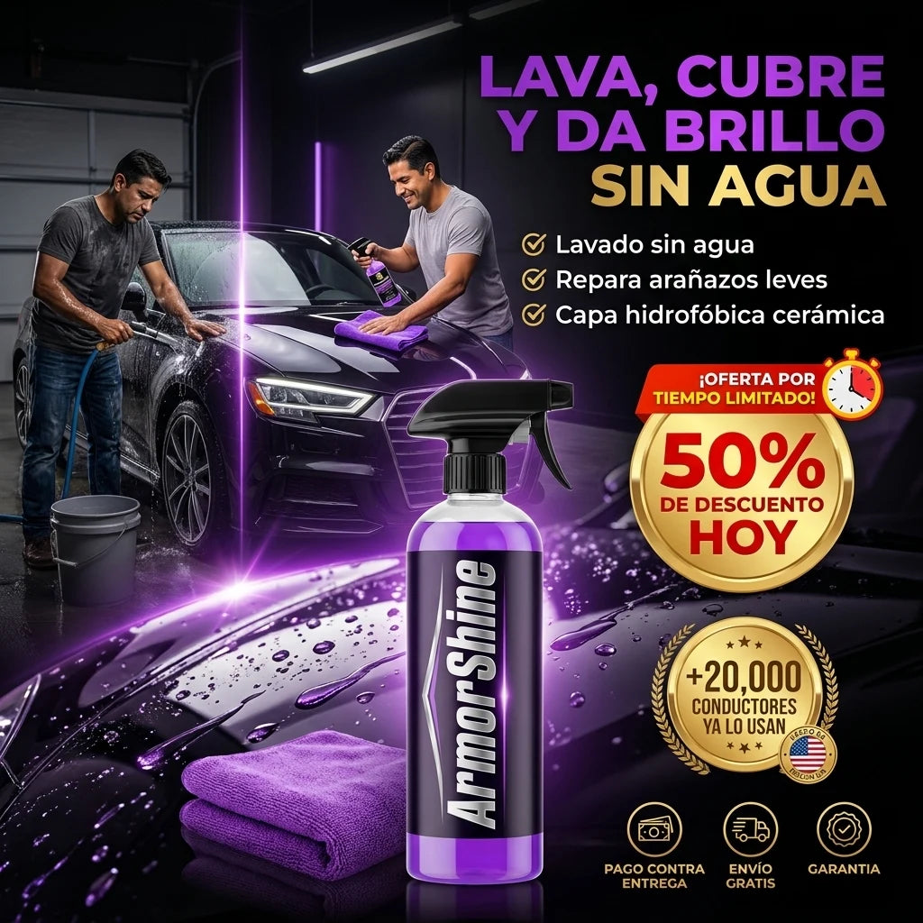 ArmorShine® Spray Revestimiento Cerámico 3 en 1 | Lava, Cubre y Da Brillo Sin Agua