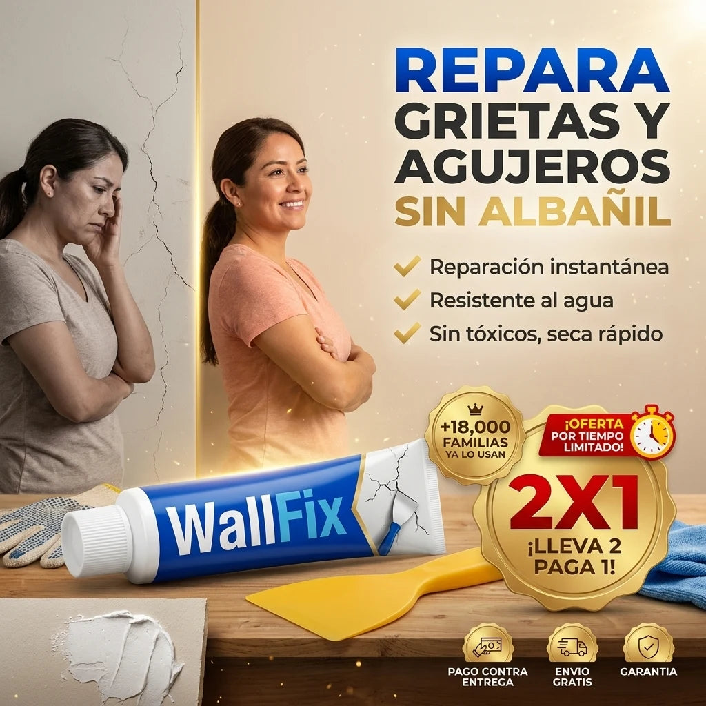 WallFix® Pasta Reparadora de Pared | Repara Grietas y Agujeros en Minutos, Sin Albañil