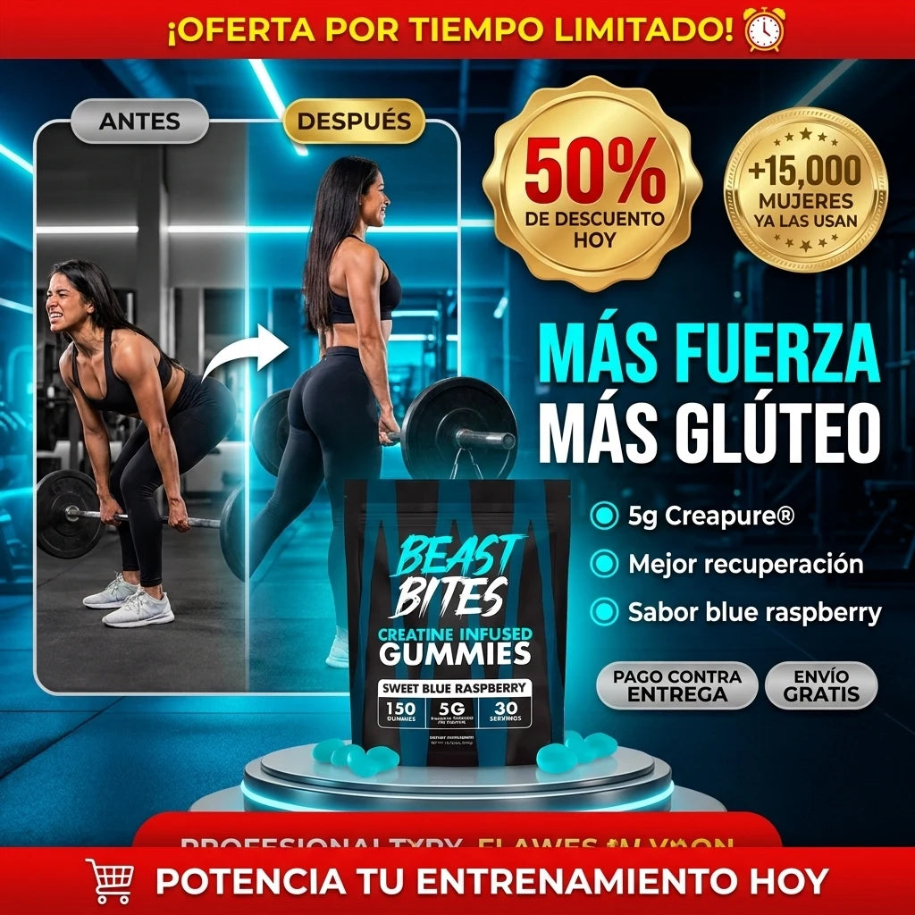 Beast Bites® Gomitas de Creatina | Más Fuerza para Esculpir Glúteos de Acero