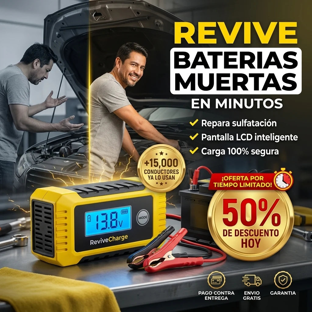ReviveCharge® Cargador de Batería con Reparación de Pulsos | Revive Baterías Muertas en Minutos