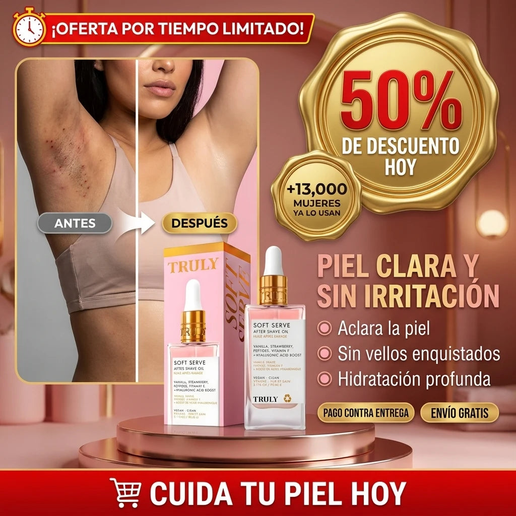 Truly Soft Serve® Aceite Post-Afeitado | Adiós Vellos Enquistados y Piel Oscura en tus Zonas Íntimas