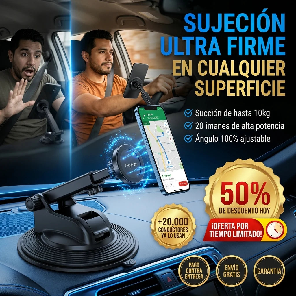 MagVac® Soporte Magnético para Celular | Sujeción Ultra Firme en Cualquier Superficie