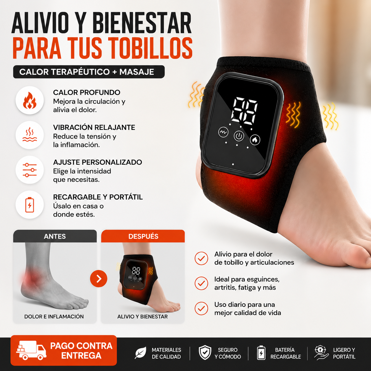 Tobillera Inteligente ThermaStep®: Masaje, Calor y Alivio Inmediato Sin Cables