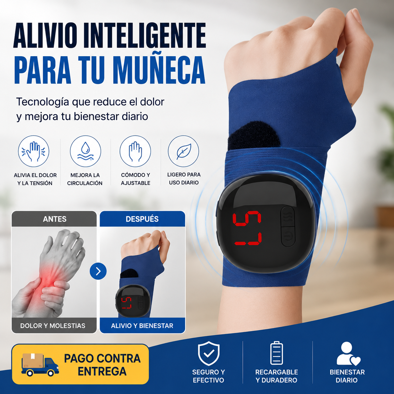 Muñequera Inteligente FlexiPulse®: Alivio Inmediato y Calor Terapéutico para tus Manos