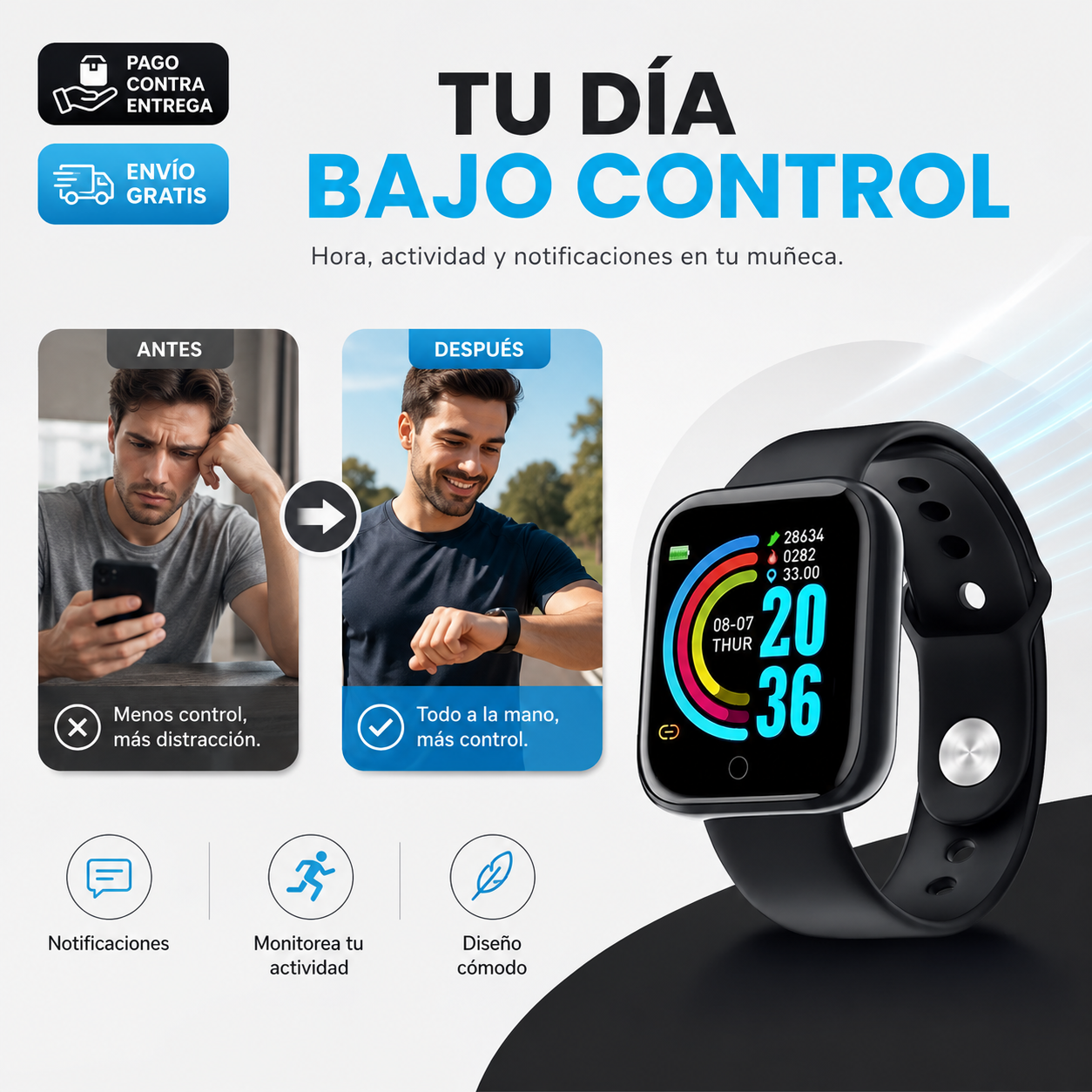 Smartwatch FitTrack® T500: Tu Asistente de Salud y Deporte en la Muñeca