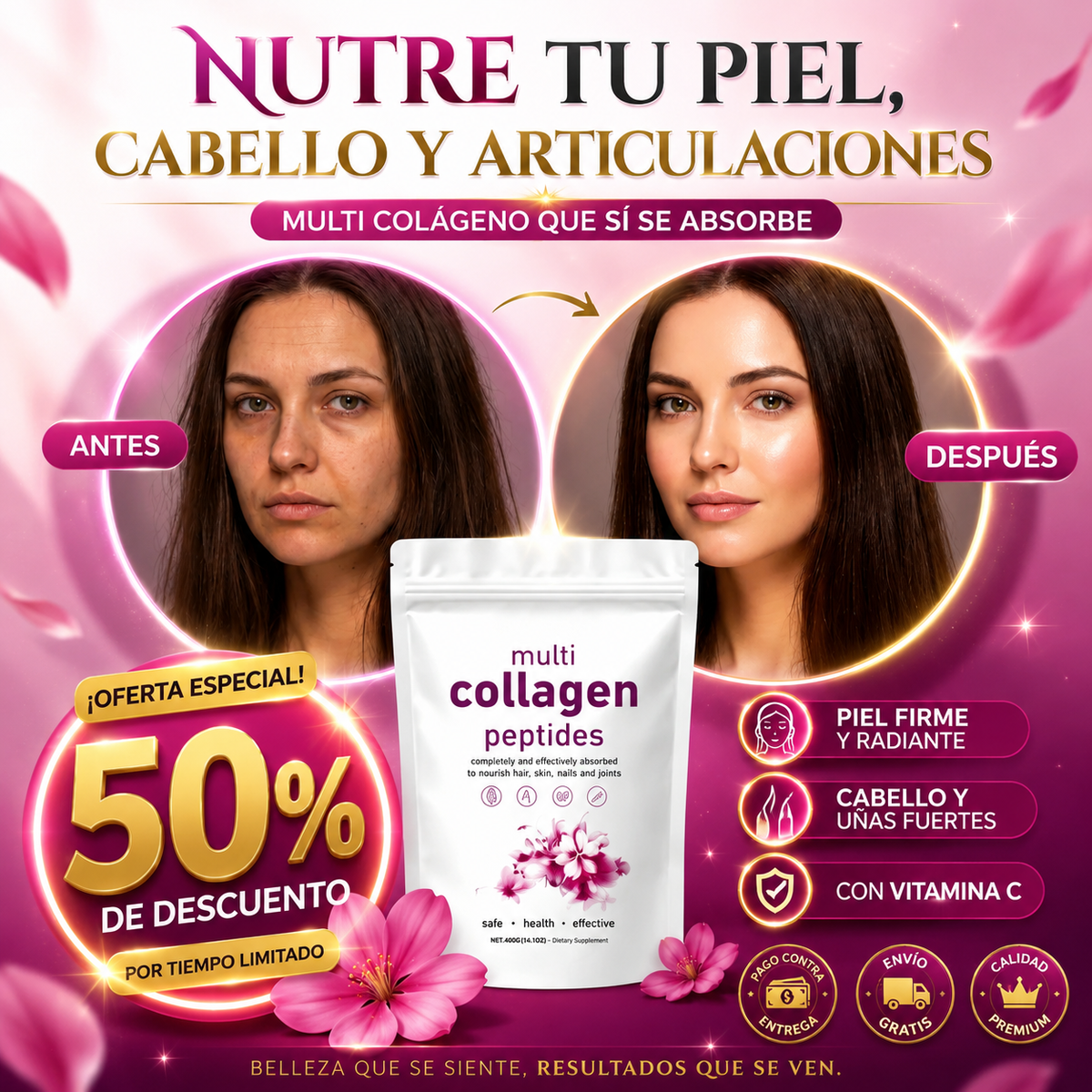 Multi Peptides VitaCollagen® 300g | Nutre tu Piel, Cabello, Uñas y Articulaciones