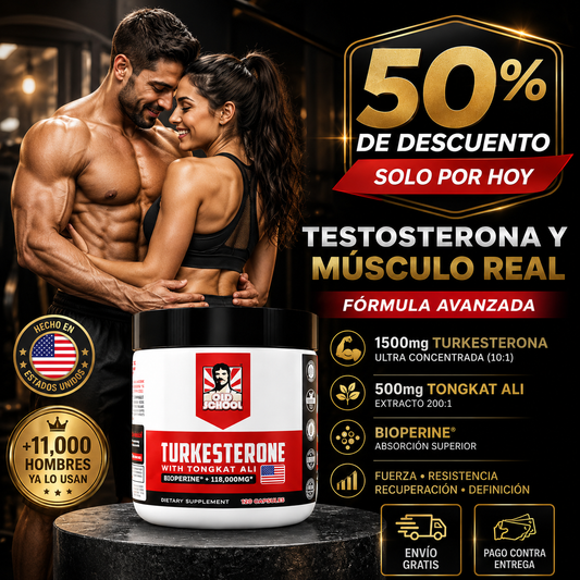 Old School® Turkesterone con Tongkat Ali | Testosterona, Vigor y Músculo de Verdad