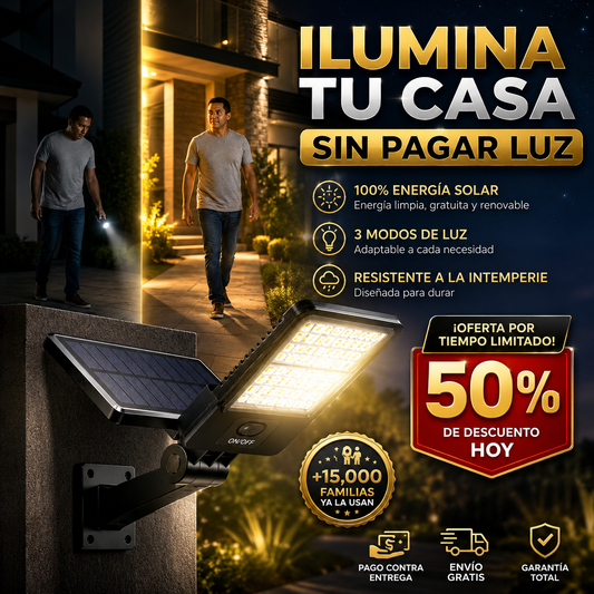 SolarBright® Lámpara Solar LED para Exteriores | Ilumina tu Casa Toda la Noche Sin Pagar Luz