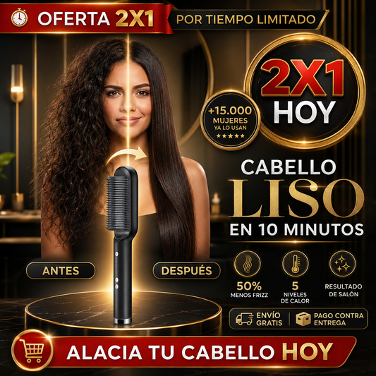 SleekPro® Cepillo Alaciador Cerámico | Cabello Liso de Salón en 10 Minutos