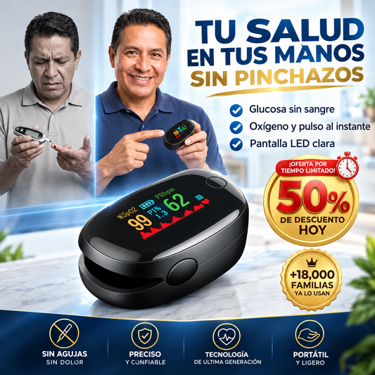 OxiVital® 2en1 Oxímetro y Glucómetro Inteligente | Mide tu Glucosa Sin Pinchazos