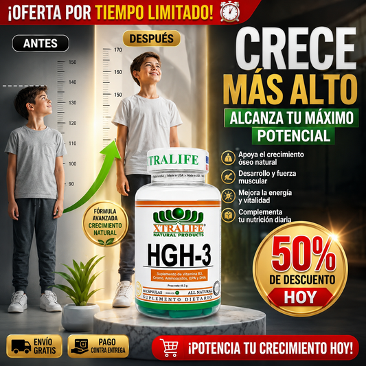 Xtralife HGH3® Fórmula de Apoyo para Adolescentes Activos | Energía y Desarrollo Muscular