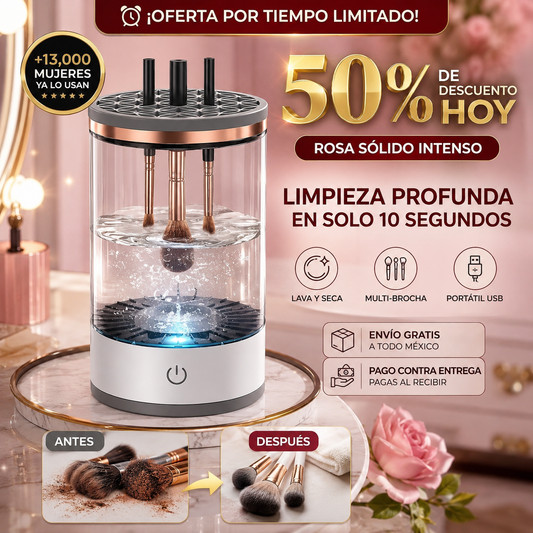 GlamWash® Limpiador Eléctrico de Brochas | Lava y Seca en 10 Segundos