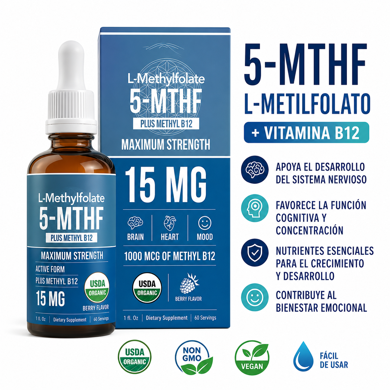 Suplemento 5-MTHF L-Metilfolato Vitamina UPSELL HYPM NUBEST