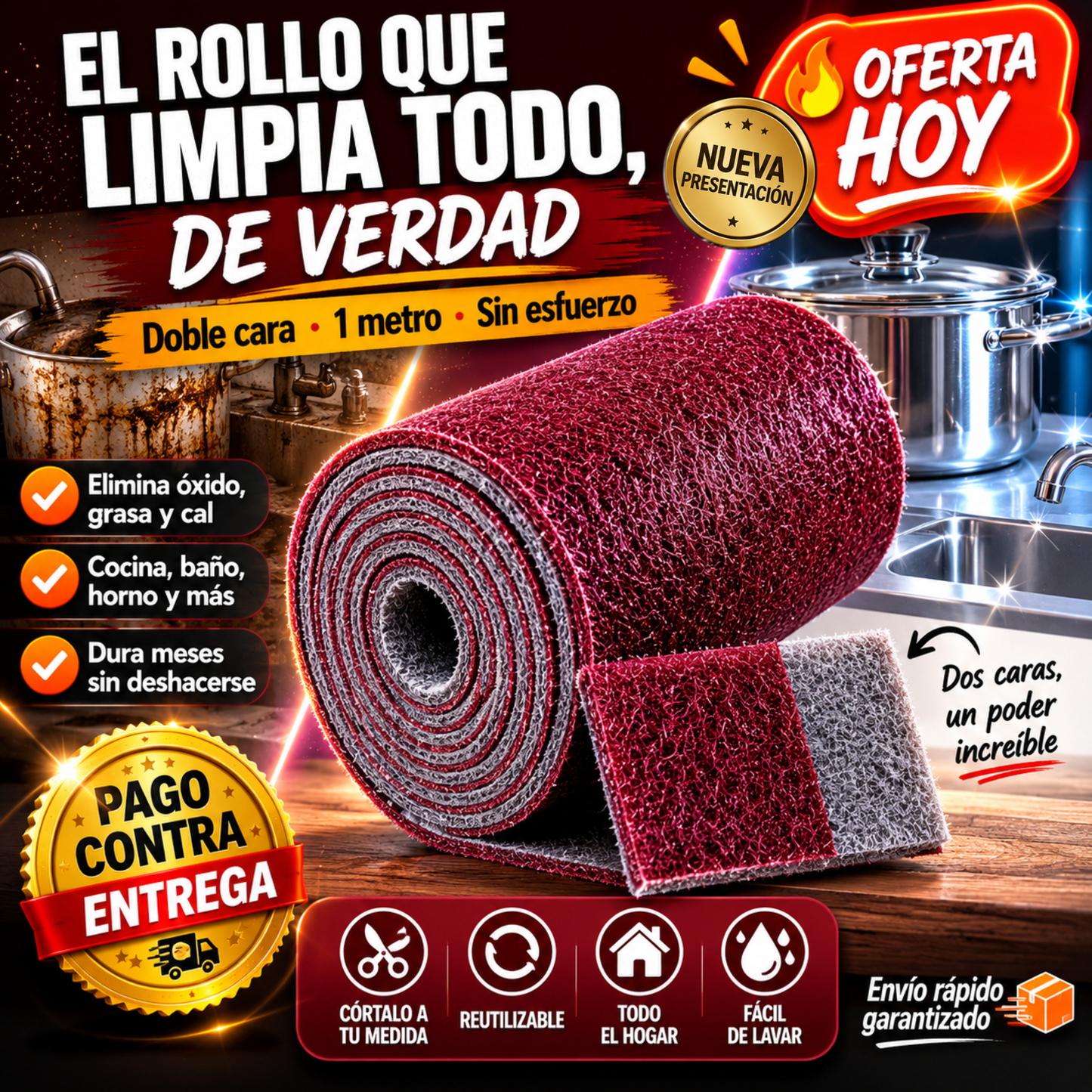 Rollo de Esponja Mágica 1M | Limpia Todo Sin Esfuerzo