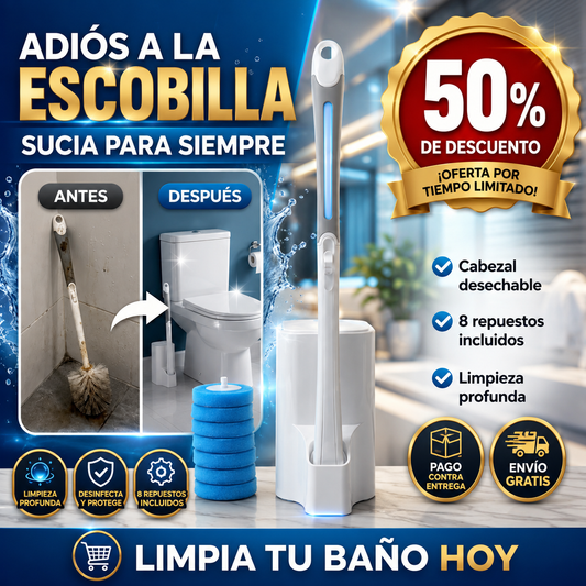 CleanFlex® Cepillo de Baño con Cabezales Desechables | Adiós a la Escobilla Sucia para Siempre