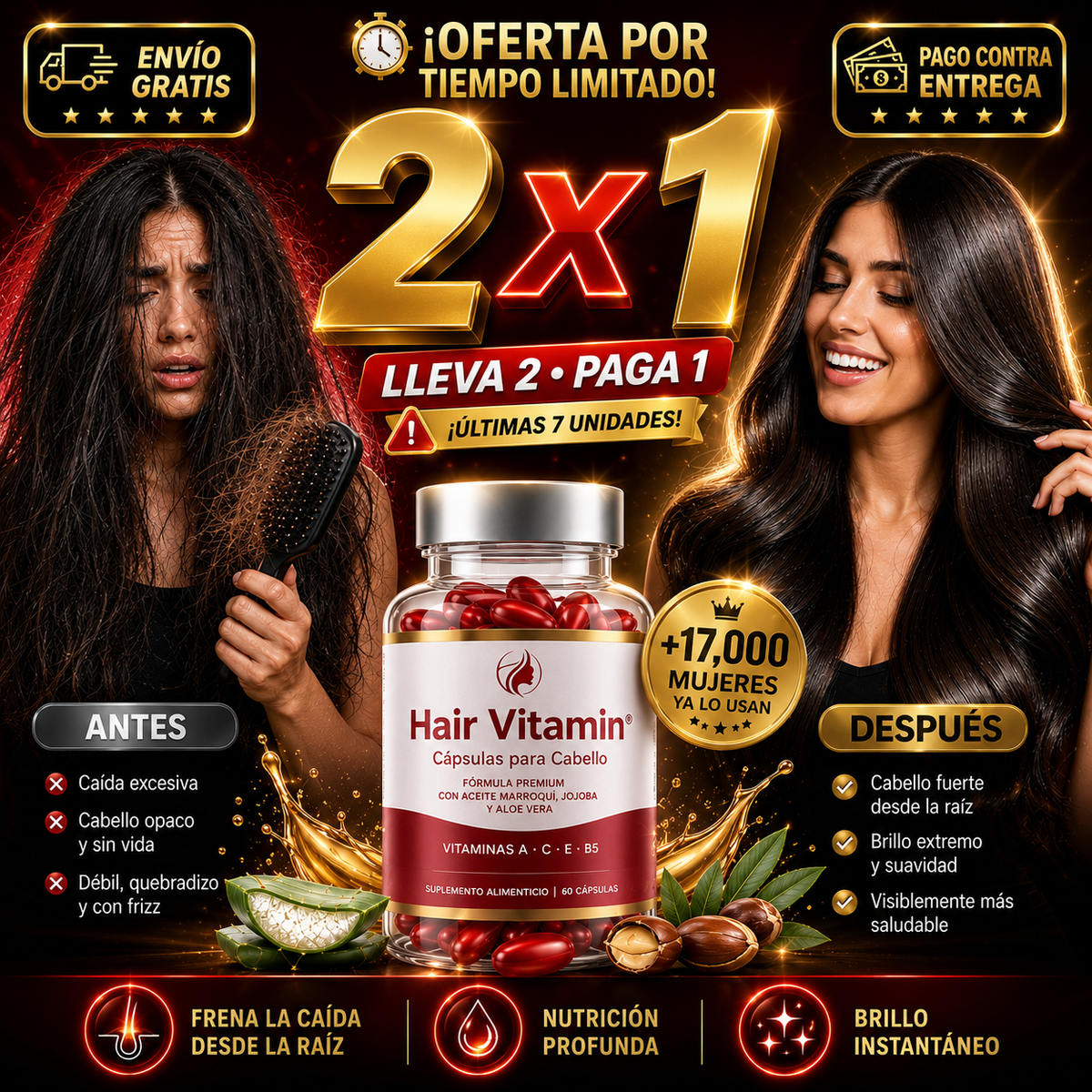 Hair Vitamin® Cápsulas para Cabello | Adiós a la Caída, Hola al Brillo