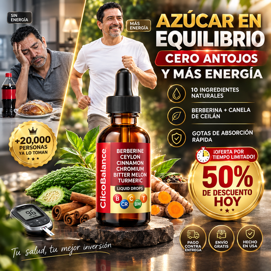 GlicoBalance® Gotas de Berberina y Canela de Ceilán | Azúcar Estable, Cero Antojos