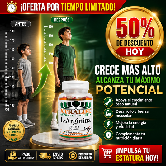 Xtralife L-Arginina® 750mg | Apoyo de Circulación y Energía para Adolescentes Deportistas