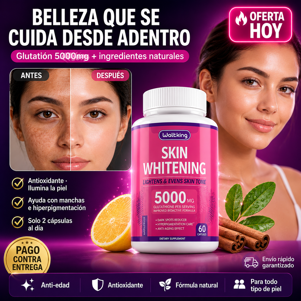 Waltking® 5000mg | Piel Más Luminosa y Uniforme Desde Adentro