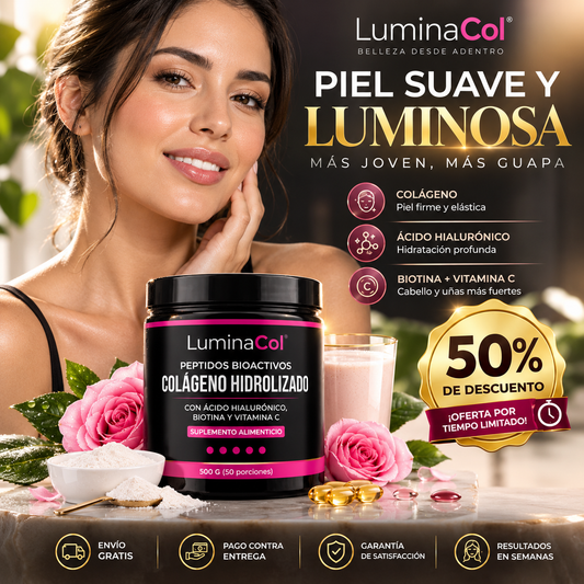 LuminaCol® Colágeno Hidrolizado en Polvo | Piel Suave, Luminosa y Más Joven