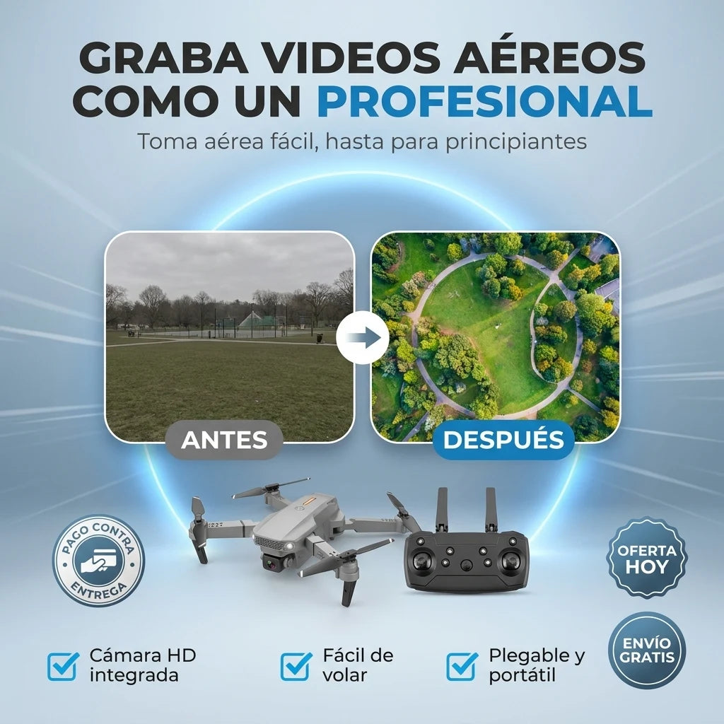Drone FlyEasy® S60 con Cámara HD | Graba Videos Aéreos Como un Profesional