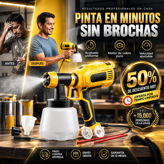SprayMax® Pistola Eléctrica de Pintura | Pinta Paredes y Muebles en Minutos, Sin Brochas