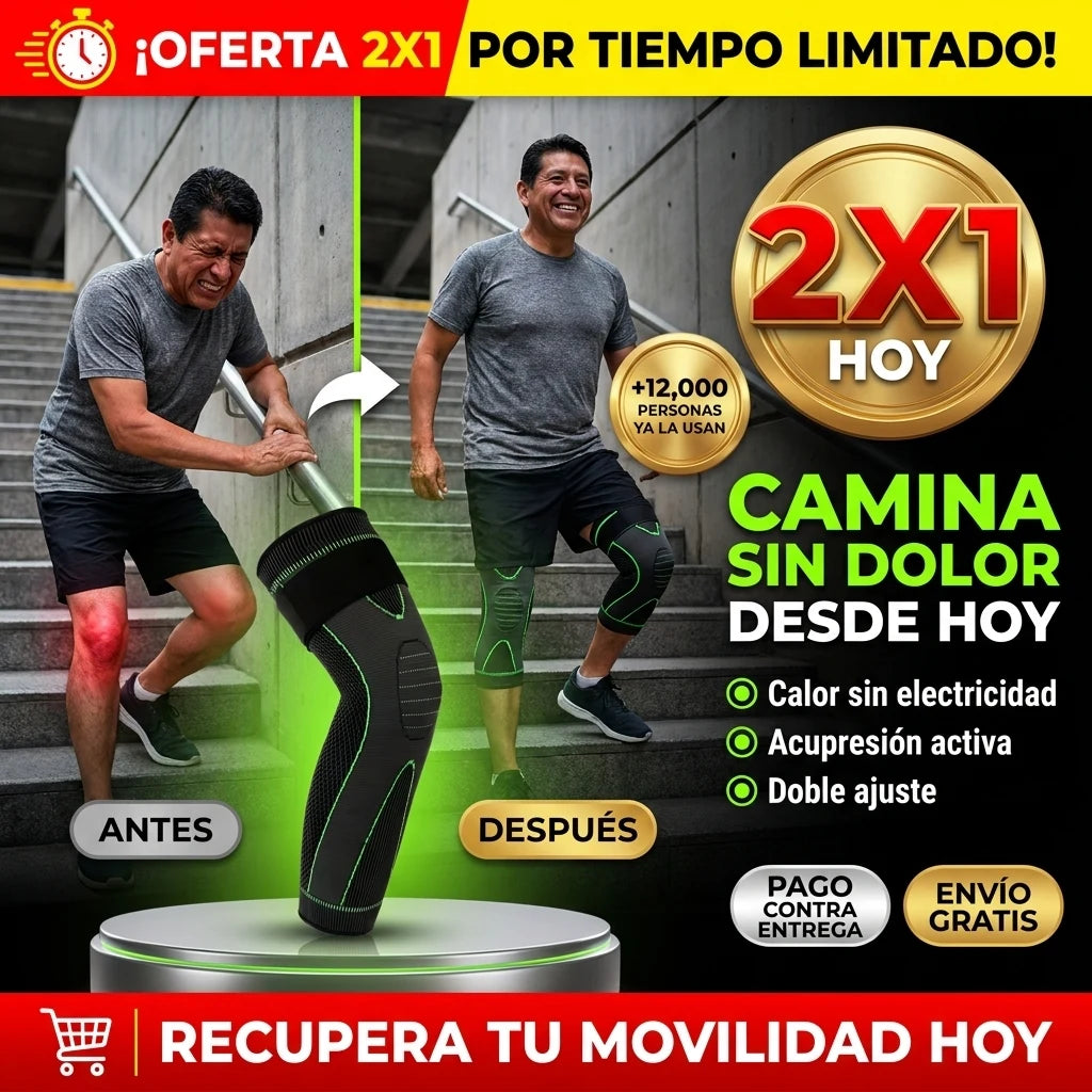 FlexCore® Rodillera Larga Autocalentable | Camina Sin Dolor Desde el Primer Uso