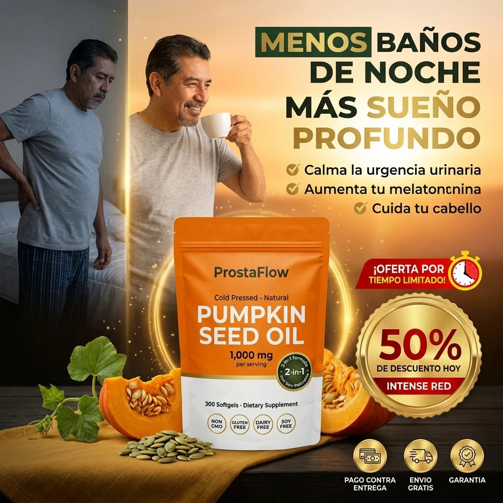 ProstaFlow® Aceite de Semilla de Calabaza | Menos Baños de Noche y Sueño Profundo