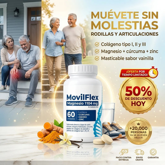MovilFlex® Colágeno + Magnesio + Cúrcuma para Articulaciones | Muévete Sin Molestias
