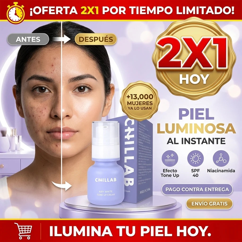 Chillab® Airy White Crema Tone Up SPF40 | Piel Luminosa y Uniforme al Instante