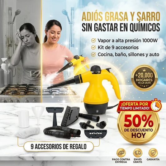 VaporJet® Limpiadora a Vapor 1000W | Elimina Grasa y Sarro Sin Químicos