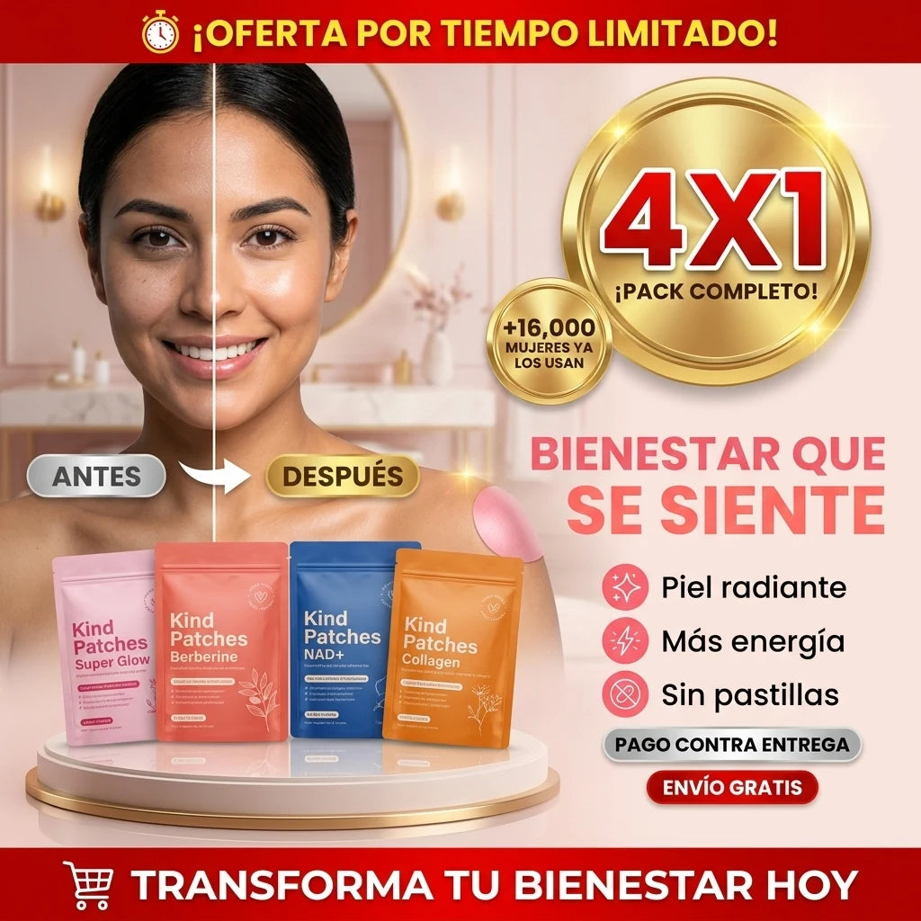 Kind Patches® Set de 4 Parches | Piel Radiante, Energía y Metabolismo Sin Pastillas