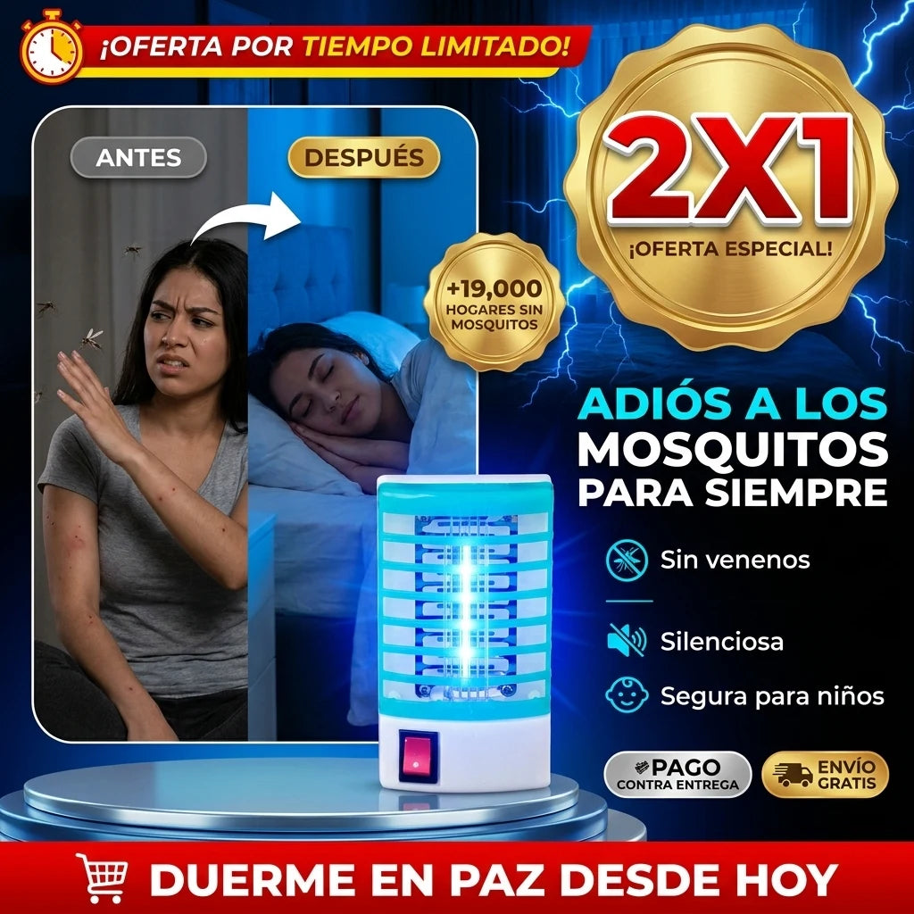 Lámpara LED Mata Mosquitos® | Adiós a las Picaduras Sin Venenos ni Químicos