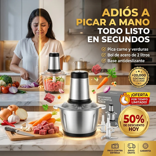 TritoMax® Procesadora de Alimentos 2L | Pica Carne y Verduras en Segundos