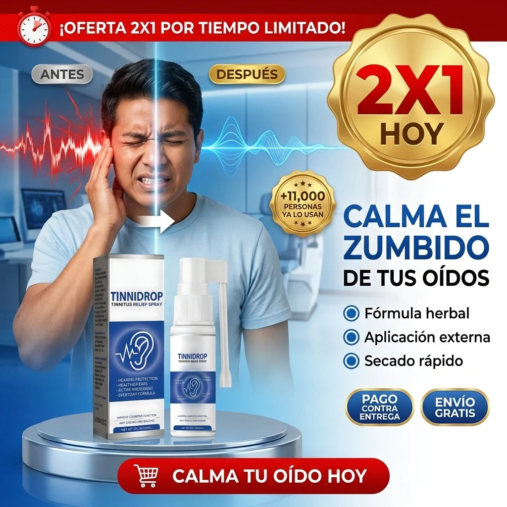 Tinnidrop® Spray de Alivio para Zumbido de Oídos | Calma el Tinnitus que No te Deja en Paz