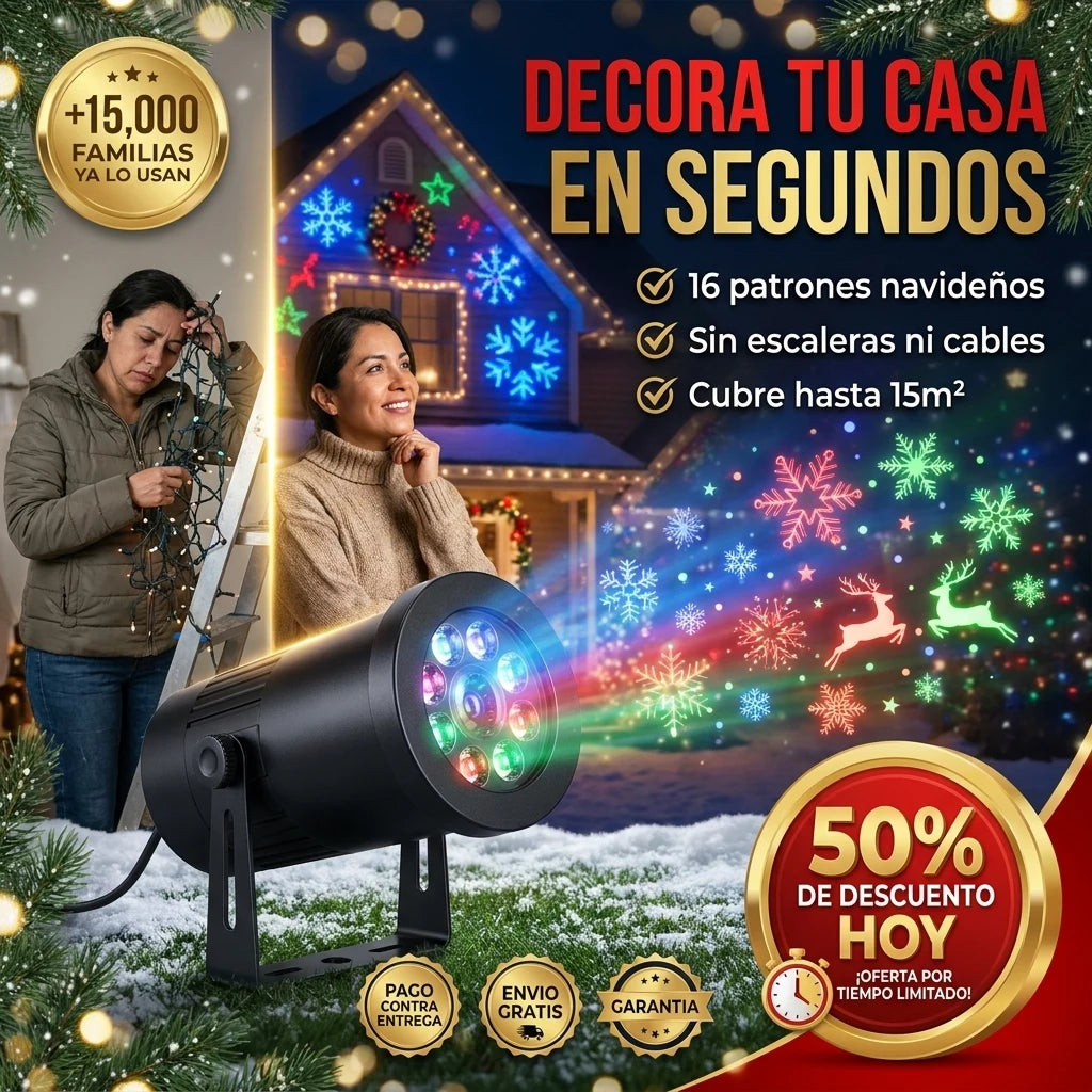 FestiLight® Proyector Láser Navideño | Decora tu Casa en Segundos, Sin Escaleras ni Cables