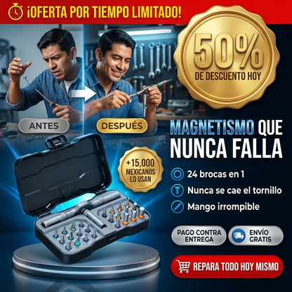 ScrewLock® Kit Desatornillador Magnético 24 en 1 | La Caja de Herramientas Que Nunca Falla