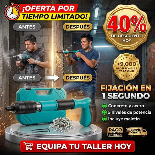 StrikeFix® Pistola de Fijación de Clavos | Perfora Concreto y Acero en 1 Segundo