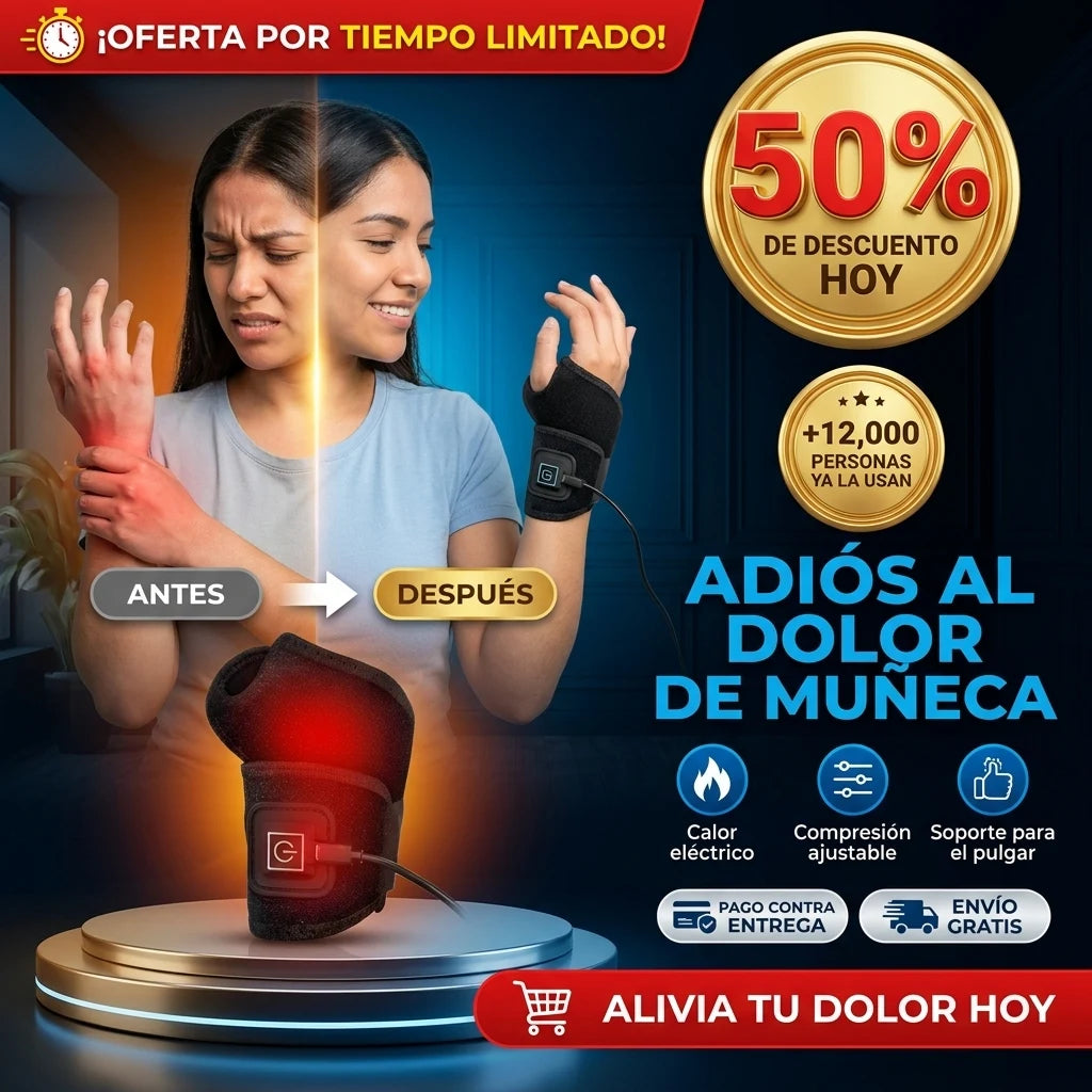 ThermoFlex® Muñequera Eléctrica con Terapia de Calor | Adiós al Dolor de Muñeca en Minutos