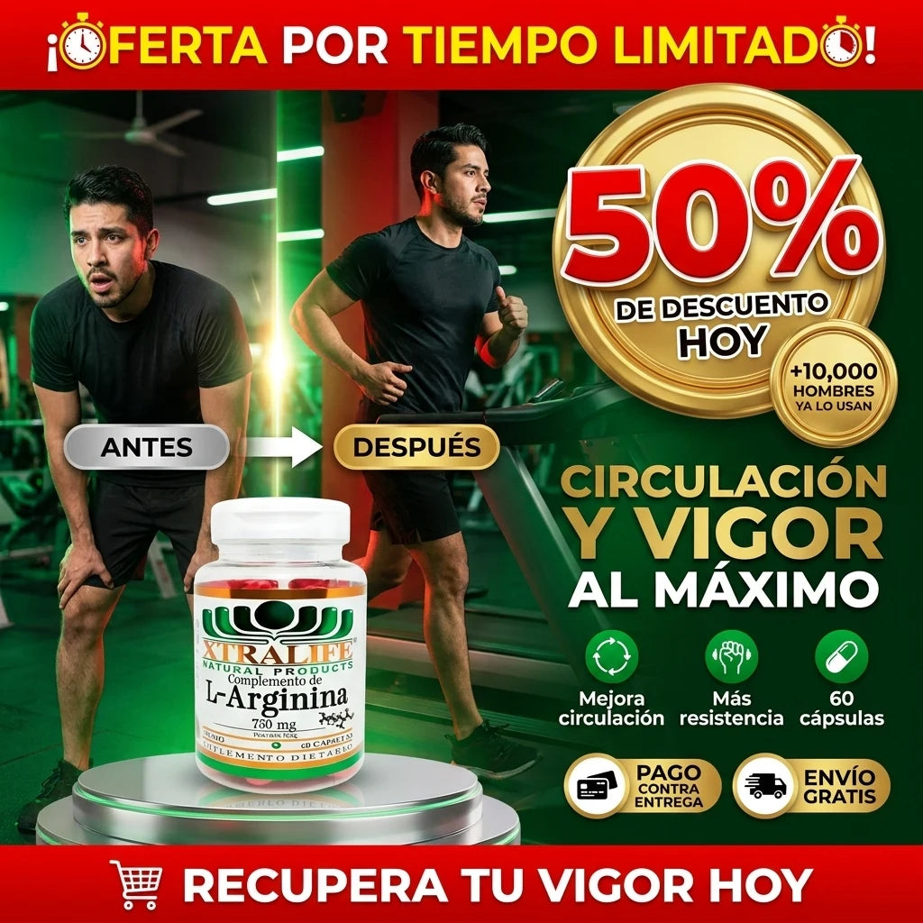 Xtralife L-Arginina® 750mg | Circulación, Energía y Vigor Físico Extremo