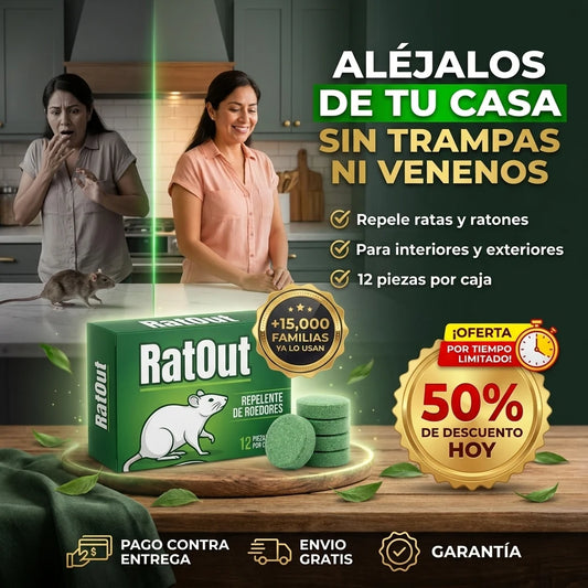 RatOut® Repelente para Ratas y Ratones | Aléjalos de tu Casa sin Trampas ni Venenos Peligrosos