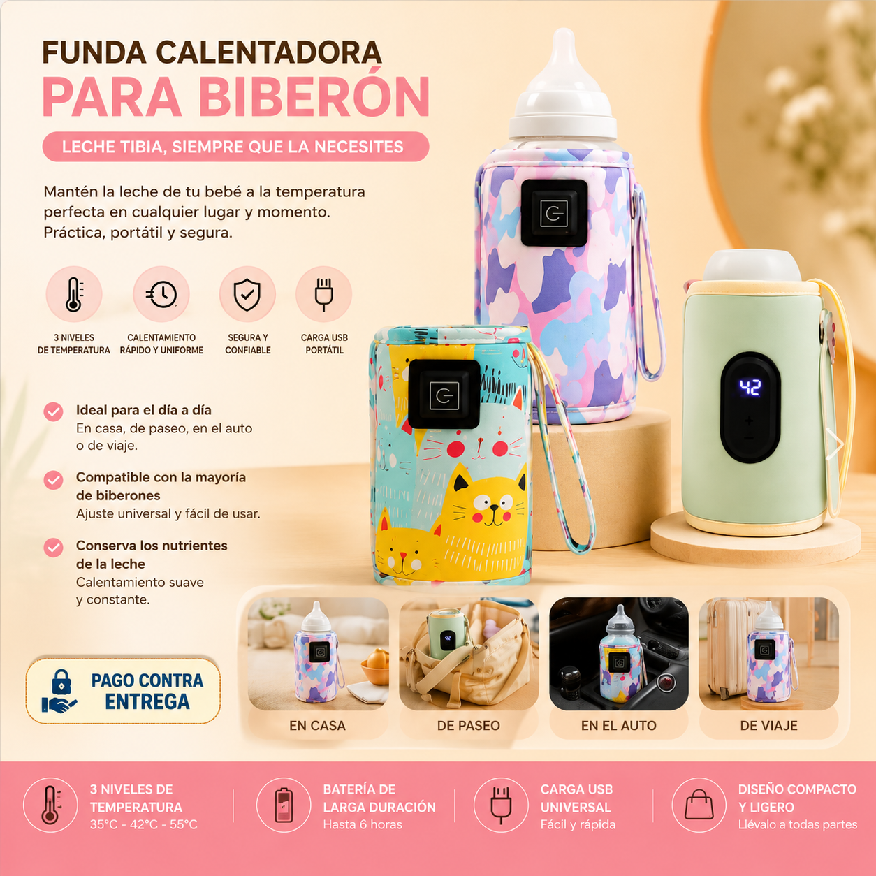 Calentador Portatil Para Biberon Usb 3