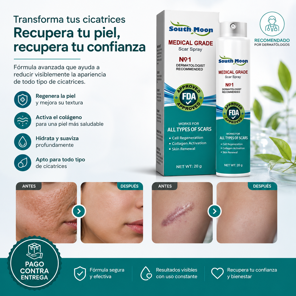 Spray Médico South Moon®: Borra Cicatrices, Estrías y Recupera tu Piel