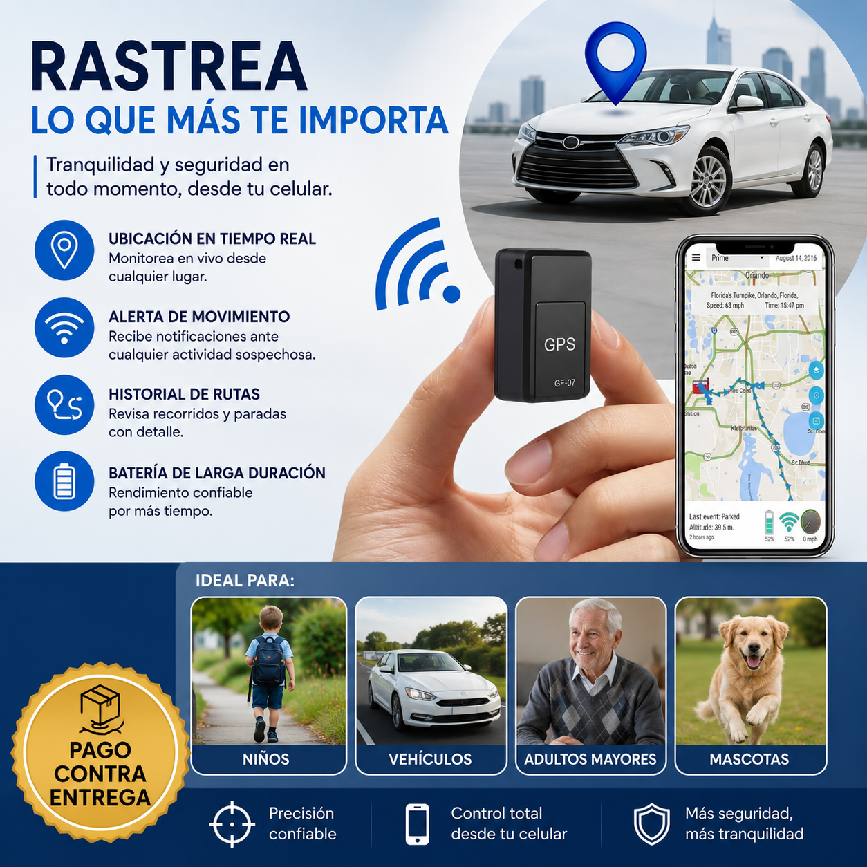 Localizador GPS GF-07 Pro: Ubicación Exacta y Tranquilidad Total Sin Pagos Mensuales